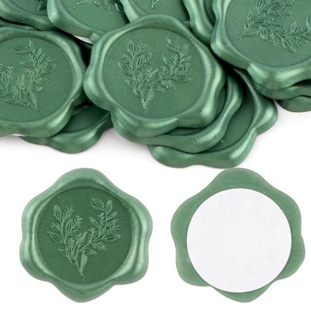 Selos Adesivos de Cera Verde Artesanais para Casamento - Conjunto com 20 Peças para Decorar Envelopes e Sacos de Vinho