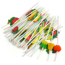 100 pçs/lote 24cm 3d festa de palha multicolorido frutas plástico palha cocktail beber palha havaiano decoração festa bebida decoração - Image 4