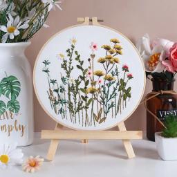 Kit de bordado de folhas e plantas, kit de ponto cruz, artesanato diy, presente com instruções, linha de agulha, suprimentos de bordado - Image 5