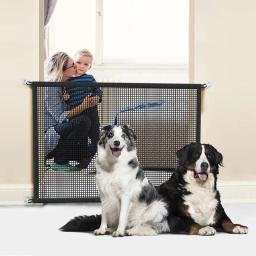 Pet Folding Malha Respirável Playpen, Dog Cerca de Segurança, Rede Isolada, Escadas Portão, Cão Barreira, 4Pcs Gancho, Novo - Image 2