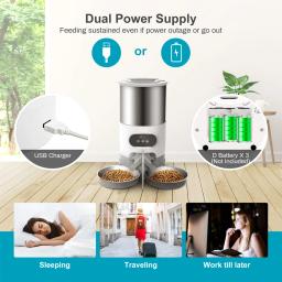 Stainless Steel Pet Food Dispenser com Tempo de Gravação, Smart App, Alimentador Automático para Cães e Gatos - Image 5