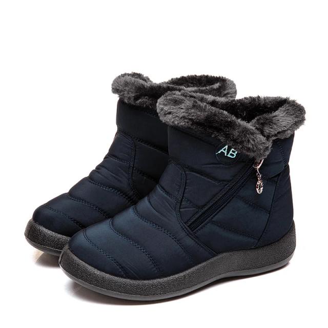 Botas Femininas de Neve Impermeáveis com Forro de Pele de Ovelha 1 Par