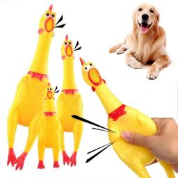 Frango squealing para pet, borracha amarela mastigar brinquedo para cachorro, brinquedo engraçado mastigar - Image 3