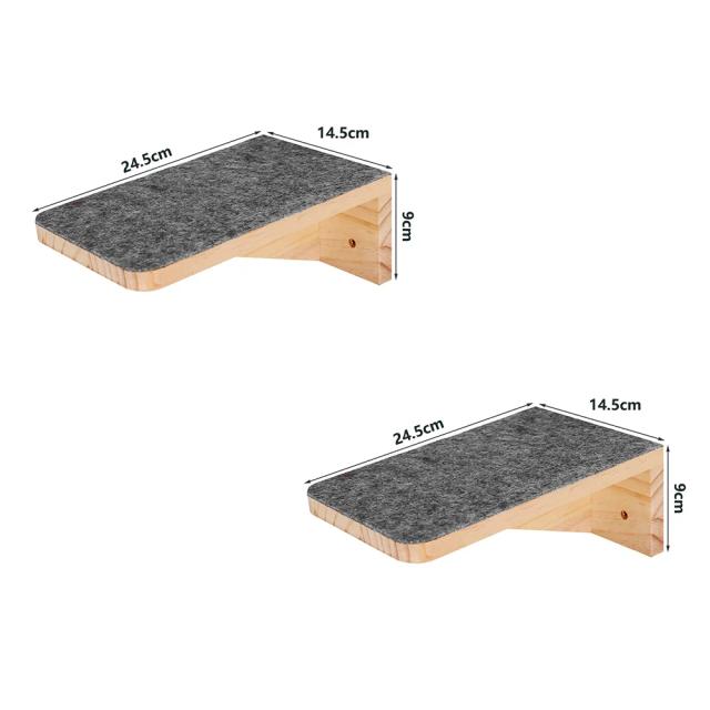 Prateleiras de Gato de Madeira com Arranhador, Plataforma de Salto e Escada de Corda para Diversão e Conforto Felino