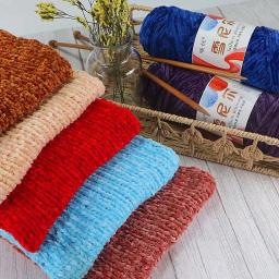 Fio De Chenille De Algodão Misturado Para Tricô De Crochet, Fio De Veludo, Fio De Poliéster Para Bebê, Lenço Grosso, Malha À Mão DIY, 100g por Rolo - Image 2