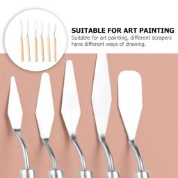 Raspador de tinta a óleo prático, espátulas práticas, agitação, cabelo curto, mistura de madeira, cortadores de pintura acrílica, estudantes, 6 pcs - Image 6