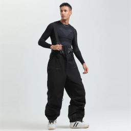Gsou esporte ao ar livre montanha feminino calças de esqui inverno à prova dwaterproof água das mulheres dos homens macacão de snowboard suspender calças de neve calor-40 graus - Image 3