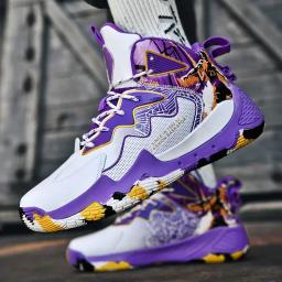 Tênis de basquete masculino amortecimento respirável antiderrapante wearable tênis de corrida ginásio treinamento atlético tênis de basquete para mulher - Image 3