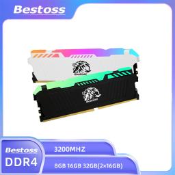 Memória Bestoss Desktop, RGB DDR4, 8GB, 16B, 32GB, 3200MHz, RAM DIMM, Jogos de Alto Desempenho - Image 1