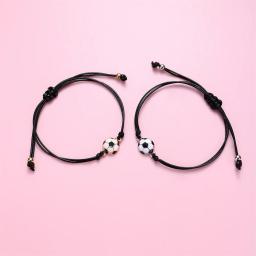 Braceletes de futebol para homens e mulheres, joias esportivas, amizade, acessórios para festas, decoração de moda, 2 peças, 2024 - Image 3
