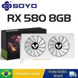 Soyo amd radeon rx580 8g placa gráfica gddr5 placa de vídeo hdmi dvi pcie3.0x16 jogos gpu rx 580 placas componentes do computador - Image 4