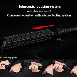 Poderoso acampamento ao ar livre e caça lanterna LED, zoom telescópico, recarregável, liga de alumínio, impermeável, tocha para autodefesa - Image 3
