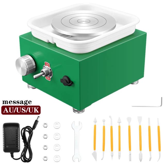 Mini máquina elétrica para cerâmica: mesa giratória e kit de escultura DIY com ferramenta de 10cm