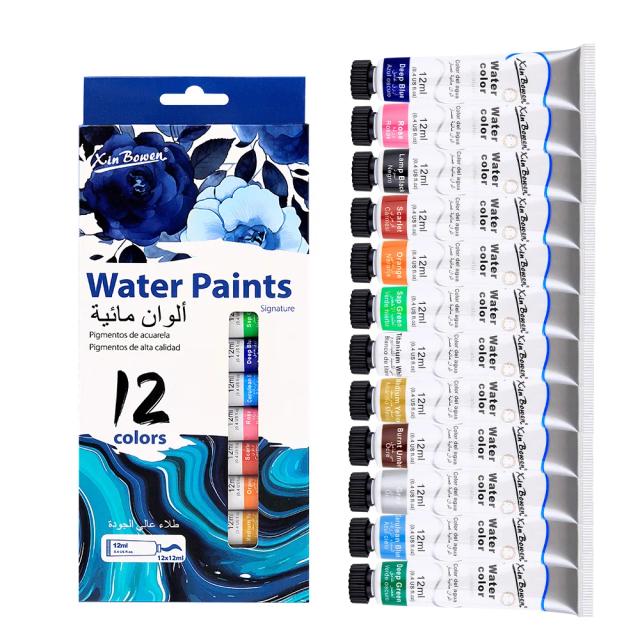 Kit de Pintura para Iniciantes e Artistas: Conjunto de 12 Tubos de Aquarela com Cores Vibrantes para Crianças