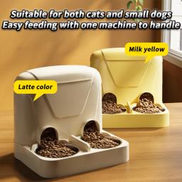 Alimentador Pet automático com armazenamento Bin, tigelas duplas, estação de alimentação, aço inoxidável, Puppy Food Dispenser, cão e gato alimentador - Image 1