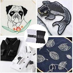 Linha Bordada Ponto Cruz, Artesanato Caseiro DIY, Acessórios De Costura, 12 Branco e 12 Fio Bordado Preto - Image 2