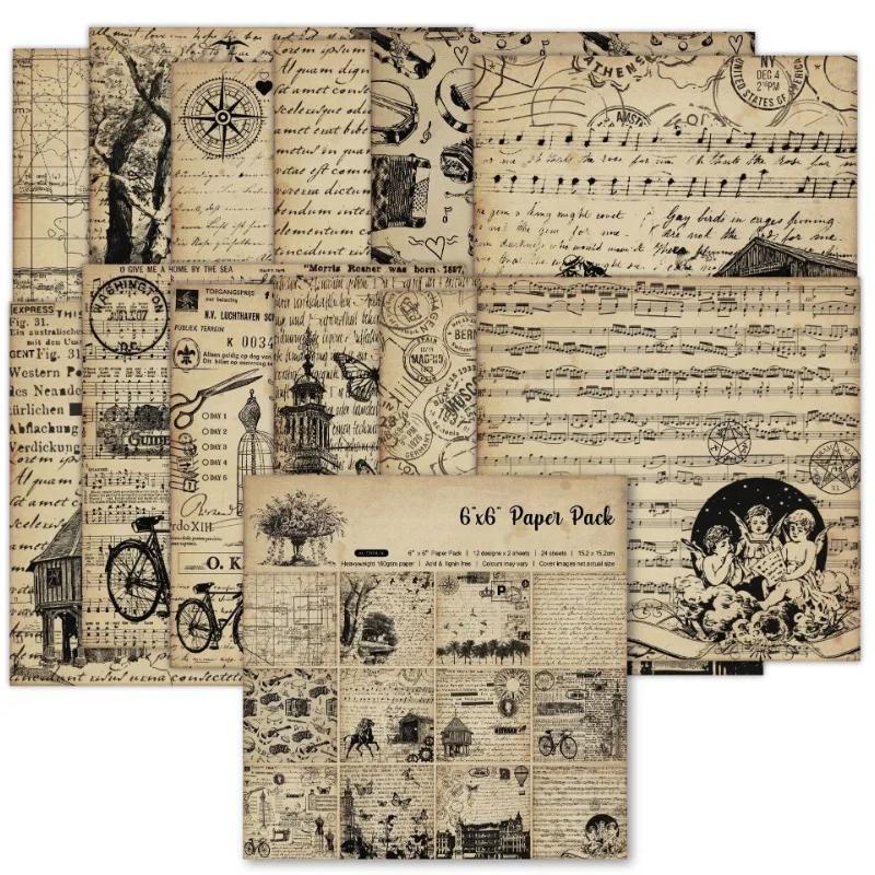 Bloco de papel para scrapbook 6x6, cartolina de decoupage com padrão sortido, scrapbooking vintage, faça você mesmo, suprimentos decorativos para fazer cartões, 12 peças - Image 1
