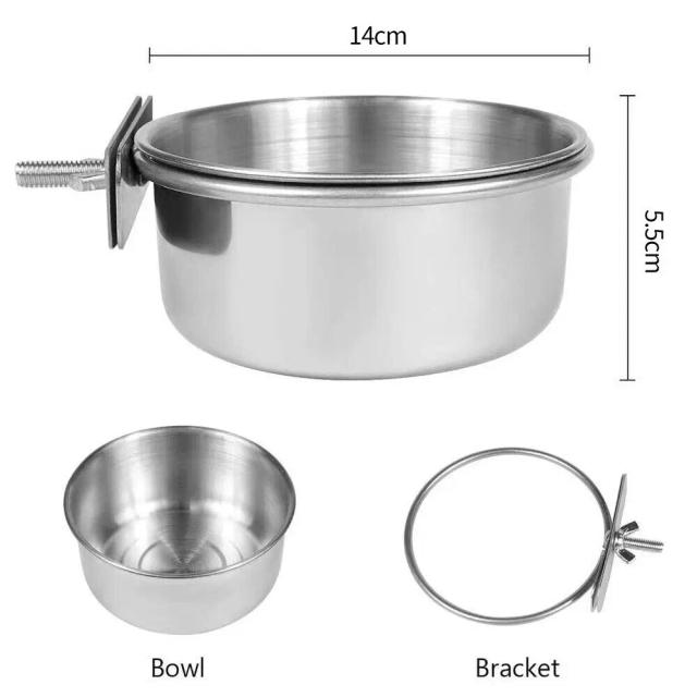 Alimentador de Pássaros de Aço Inoxidável para Papagaios com Recipiente de Alimento e Acessórios para Animais de Estimação