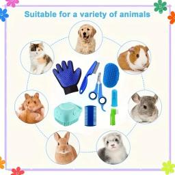 Depilação pente para cão, Pet Grooming Set, Flea Comb, Dog Shampoo Brush, Pet Nail Clippers, Dog Toothbrush, 8 pcs - Image 6
