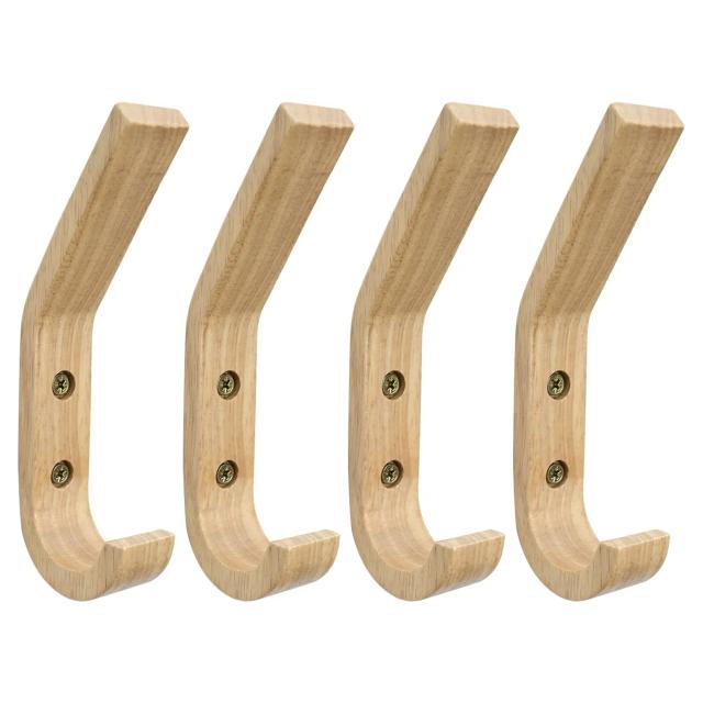 Ganchos de Madeira Resistentes para Banheiro - Conjunto de 4 Peças para Revestimento e Armazenamento na Parede