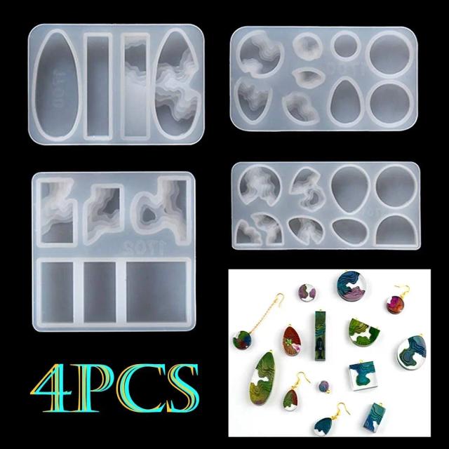 Moldes de Pingentes em Resina de Silicone com Tema Oceânico - 4 Peças para Colares e Joias em Epóxi