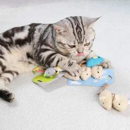 3Pcs Pet Cat Kitten Jogando Plush Simulação Rat Mouse Scratch Bite Chewing Toy para cão pequeno e médio - Image 4