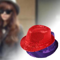Chapéu de jazz com lantejoulas glitter para homens e mulheres, adorno de performance, chapéus brilhantes, dança show, festa hip hop, dramatização, 1pc - Image 3