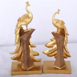 Ornamento de Pavão Dourado e Azul, Artesanato De Resina, Moda Criativa, Gabinete De Vinho, Sala De Estar, Decoração Do Lar, Presente, 1Pc - Image 4