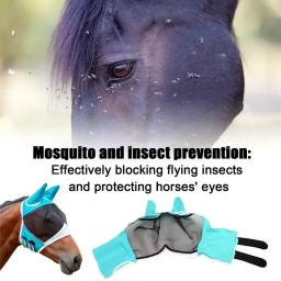 Cavalo-anti-uv máscara protetora, anti-uv, com proteção auricular, metade do rosto, malha, para animais de estimação, suprimentos de verão - Image 2
