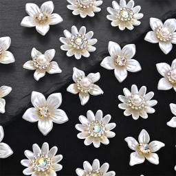 Elegantes encantos florais com imitação de pérolas strass para jóias DIY, decoração artesanal e acessórios, roupas e chapéus, 30 unid - Image 4