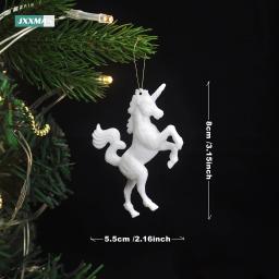 Pingente Unicórnio para Decorações De Natal, Casa, Festa De Casamento, Ornamento Da Árvore Criativa, Boneca Dos Desenhos Animados Artificiais, Xmas Navidad, 4Pcs - Image 5