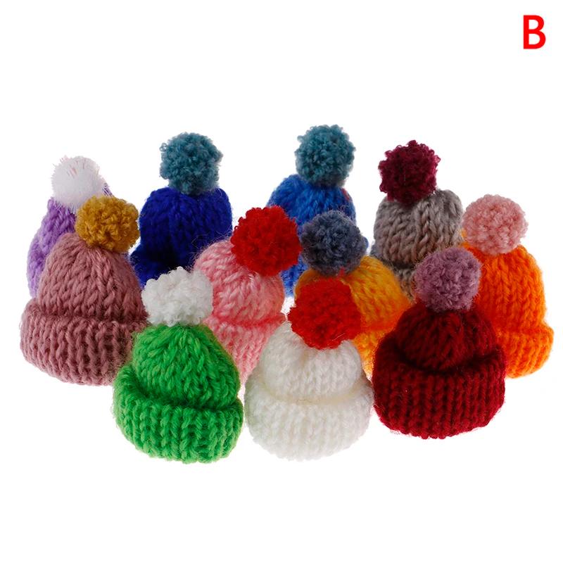 Misturado De Fios De Lã Mini Chapéu, Chapéu Cap, Headwear, Vestuário, Boneca Artesanato Materiais, Cor Aleatória, 3.5cm, 10Pcs - Image 1