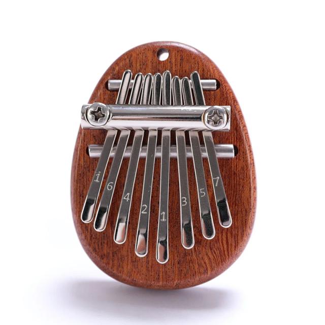 Kalimba Mini de 8 Teclas em Mogno: Instrumento Musical Leve e Portátil para Percussão e Dedos