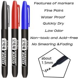 10 pçs caneta marcador permanente mangá desenho marcadores preto azul vermelho à prova dwaterproof água tinta esboço canetas papelaria arte material escolar - Image 2