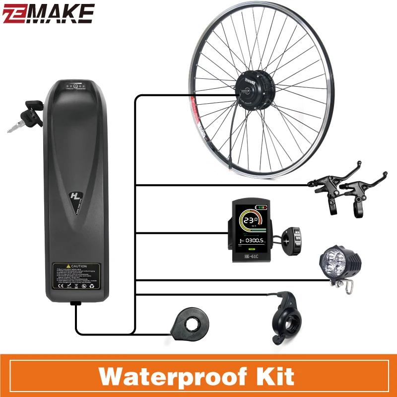 Roda do motor 500w kit de conversão bicicleta elétrica 48v ebike kit 36v ebike zemake hub motor hailong bateria à prova dwaterproof água julet - Image 1