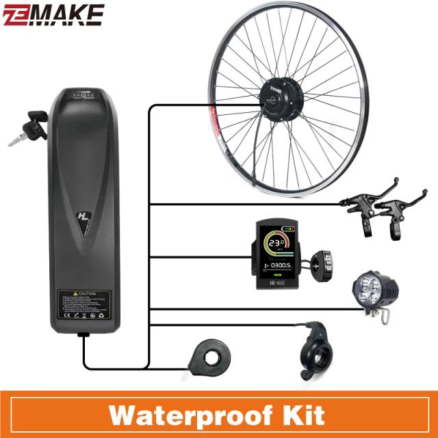 Roda do motor 500w kit de conversão bicicleta elétrica 48v ebike kit 36v ebike zemake hub motor hailong bateria à prova dwaterproof água julet