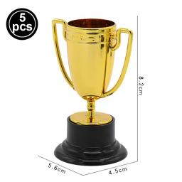 Mini Troféus e Prêmios, Copa Troféu de Plástico Dourado, Medalhas Douradas Brilhantes para Crianças e Adultos, Prêmios Esportivos Eventos Favores do Partido, 5Pcs - Image 2