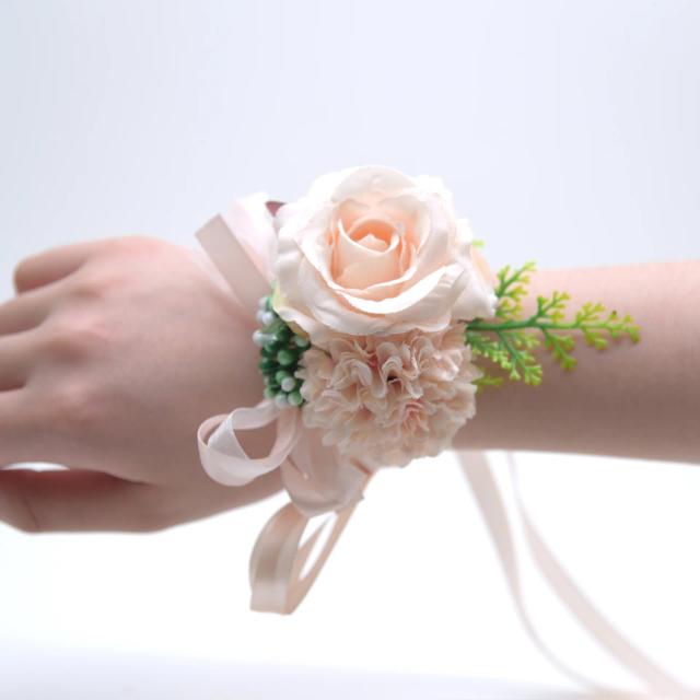 Buquê de Pulso para Noiva e Dama de Honra em Seda Artificial - Elegância da Floresta Fresca para Casamento ao Ar Livre, 7cm