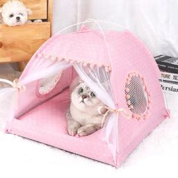 Dobrável Princesa Cama Gato, Dreamlike Ventile, Barraca Kitty, Cesta Camas Cão, Casas Filhote Bonito, Almofada Casa, Pet Shop - Image 1