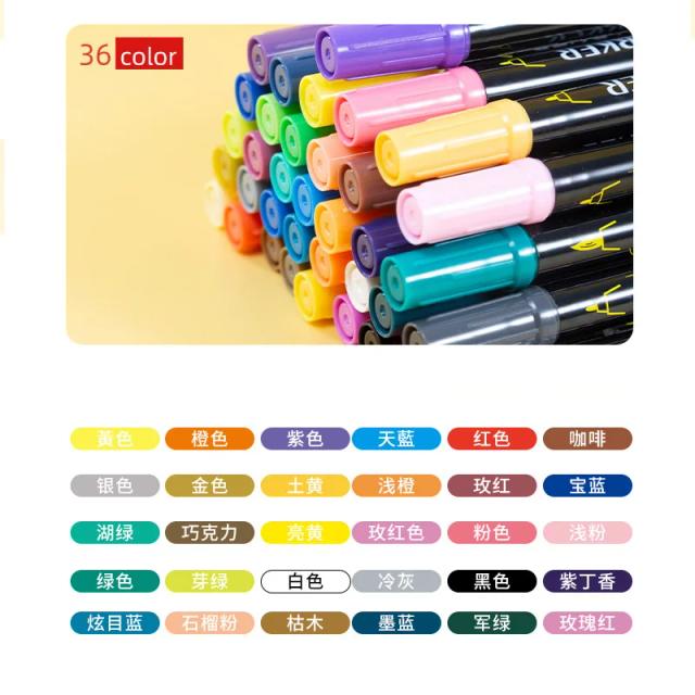 Conjunto de Marcadores Acrílicos Dupla Ponta em Cores Vibrantes - Tinta à Prova d'Água Ideal para Desenho em Pedra, Vidro, Metal e Tecido