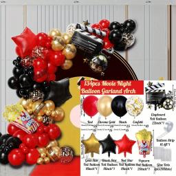 134 peças conjunto de guirlanda de balão preto vermelho dourado festa de teatro, aniversário, casamento e prêmios noturnos de filmes decoração de eventos - Image 2