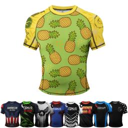 Camiseta masculina de borracha de manga curta, MMA Rash Guard, ginásio Fitness, boxe ao ar livre, Jiu Jitsu Bjj, quente - Image 6