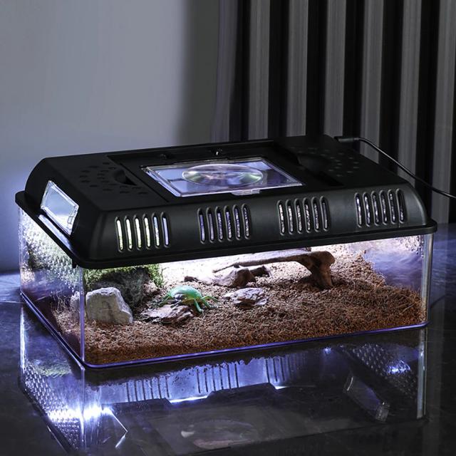 Terrário Portátil com Lupa Ajustável em Design de Cobra para Répteis e Anfíbios Vivos