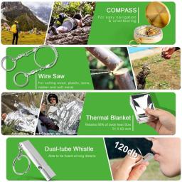 Kit de sobrevivência de emergência para viagens ao ar livre, Mini Camping Tools, Kit de emergência, apito e faca, sobrevivência e faca - Image 5