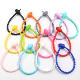 10 pçs/lote 13 cores silicone reutilizável saco laços torção fio fixar cabo zip tie fone de ouvido linha dados universal magia - Image 6