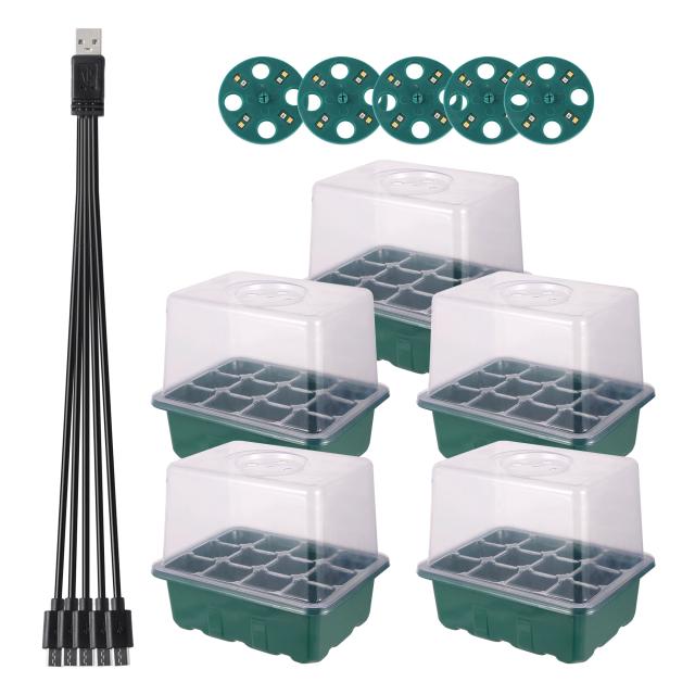 Bandeja de Berçário com Luz Crescente LED 6/12 Células para Germinação e Mudas