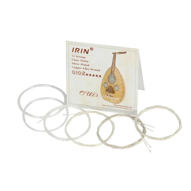 Conjunto Premium de 12 Cordas para Oud Árabe em Nylon Transparente e Liga de Cobre Prateada - Modelo OB102