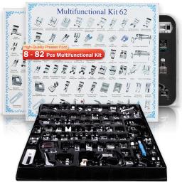 Kit de pedal e acessórios para máquinas de costura, 8 a 82 peças, diy, patchwork, costura, suprimentos de costura, calcadores - Image 1