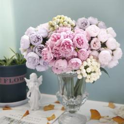 Pequeno chá rosa mão bouquet, flores do casamento, decoração para casa, fotografia arranjo, 27 cabeça - Image 1