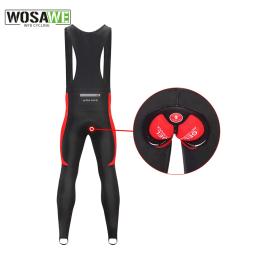 WOSAWE-Inverno Velo Térmico Ciclismo Calças Bib, Mountain Bike Zipper Calças Justas, Pro Team Gel Acolchoado Calças Compridas, MTB Calças - Image 1